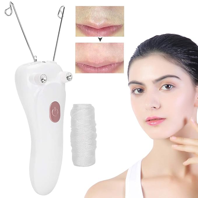 Threading Hair Removal, Facial Hair Remover Electric Face Eyebrow Threading Epilator USB Charging Cotton Thread Depilation Machine Device for Women Girls Ladies ()