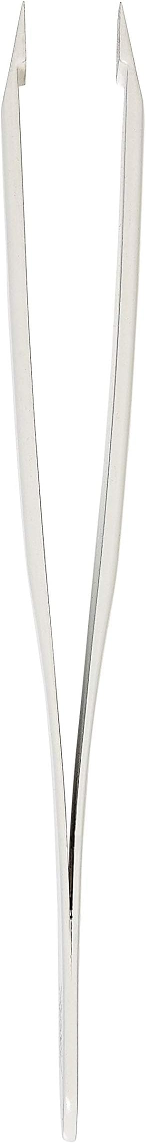 Slant Tweezer - Handmade in Switzerland - Professional Eyebrow & Facial Hair Remover - Etched Interior Grabs Hair from The Root - Perfectly Aligned Tips - Stainless Steel, White