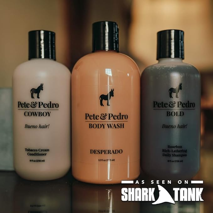 Pete & Pedro BAD BOY KIT - Mucho, Macho, Manly Men's Bodywash & Haircare Set | Bold Shampoo, Cowboy Conditioner, and Desperado Body Wash | As Seen on Shark Tank, Set of 3 Products