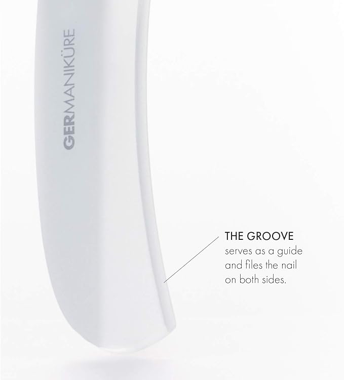 GERMANIKURE Crystal Glass Nail File Set in Light Blue Suede Case – Handmade in Czech Republic – Professional Manicure & Pedicure Supplies – Glass Cuticle Stick, Pusher, Moon File