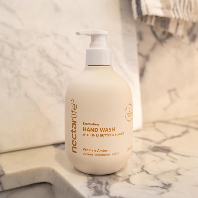 Nectar Life Exfoliating Hand Wash with Shea Butter & Pumice, Vanilla + Amber, 14 fl oz, Set of 3