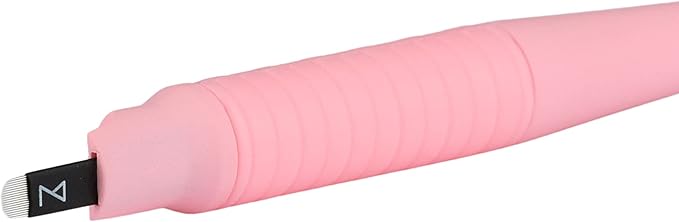 Mellie's Signature Microblading Eyebrow Pen (Pack of 10) - Disposable Pen for Brows - Sterilized Blade, Comfortable Rubber Grip and Pigment Sponge for Flawless Brows (U18 .18mm, Pink)