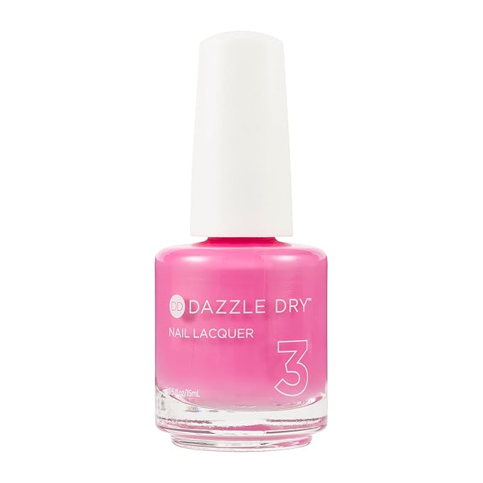 Dazzle Dry Nail Lacquer (Step 3) - Cherry Parfait - A medium bright pink with raspberry undertones. Full coverage cream. (0.5 fl oz)