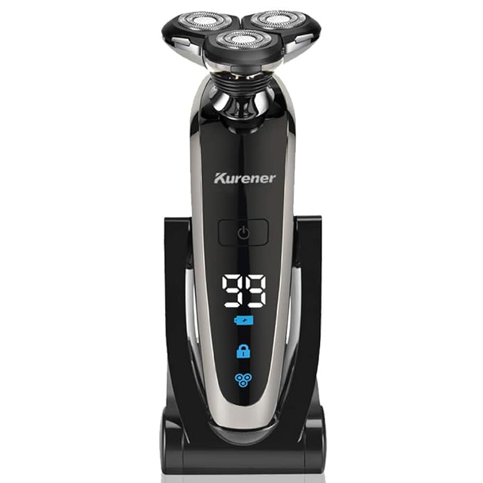 Electric Shaver Razor for Men Rechargeable 100% Waterproof Rotary for Shaving with Nose Trimmer Sideburns Trimmer Face Cleaning Brush