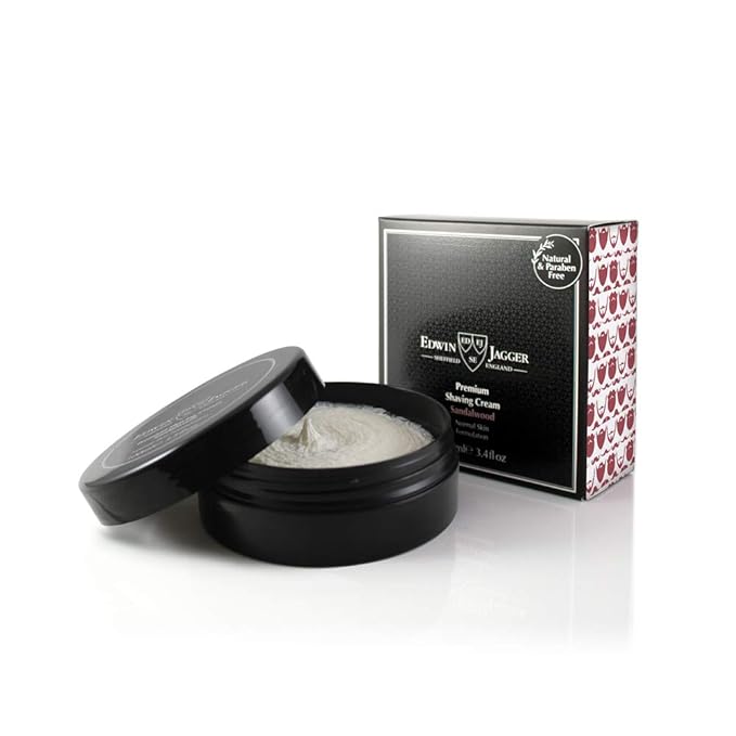 Edwin Jagger 99.9% Natural Premium Shaving Cream, 100ml Tub - Sandalwood, 3.4-Ounce