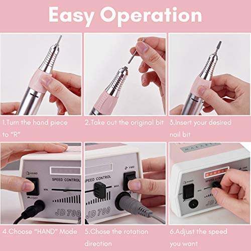 Makartt Geneviere Electric Nail Drill Machine with Nail Drill Bits Set 10Pcs Bundle