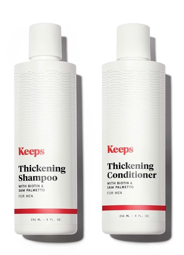 Keeps Hair Regrowth Shampoo & Conditioner Set for Fuller, Thicker Looking Hair - Thinning & Regrowth Haircare Products for Men - DHT Blocker - Infused with Biotin, Caffeine, & Saw Palmetto