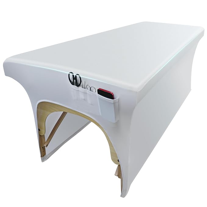 White Lash Bed Cover Wipeable PU Leather Massage Table Cover Waterproof and High Elasticity Spa Bed Cover ，Protective Cover for Eyelash Extension Bed/Salon Massage Bed（6FT，Top Pocket Design）