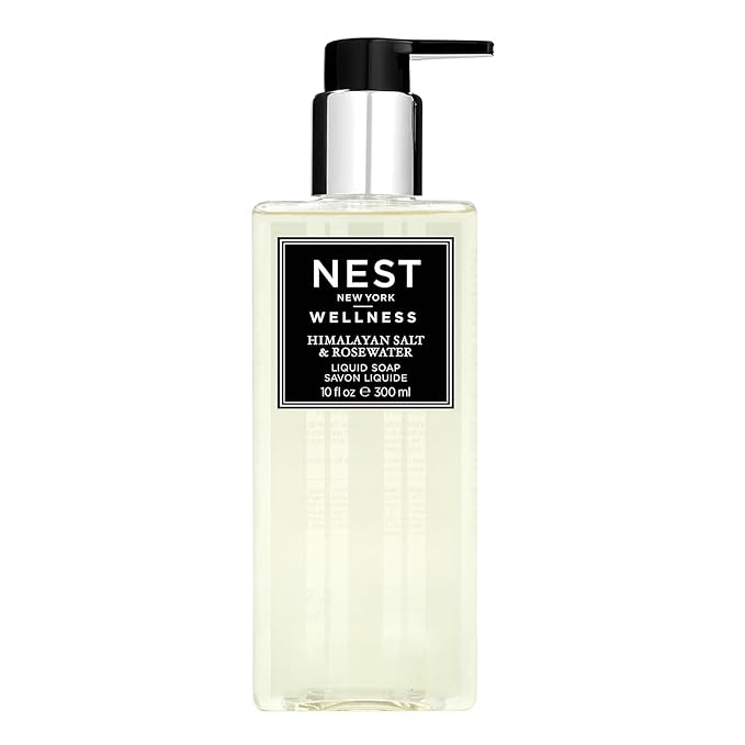 NEST New York Liquid Soap, Himalayan Salt & Rosewater - 10 fl oz - Cleanses & Nourishes Skin - Approx. 300 Pumps Per Bottle - Gluten Free & Cruelty Free