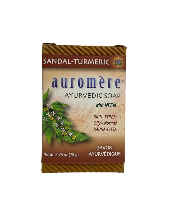 Auromere Ayurvedic Bar Soap, Sandal Turmeric - Eco Friendly, Handmade, Vegan, Cruelty Free, Natural, Non GMO (2.75 oz), 5 pack