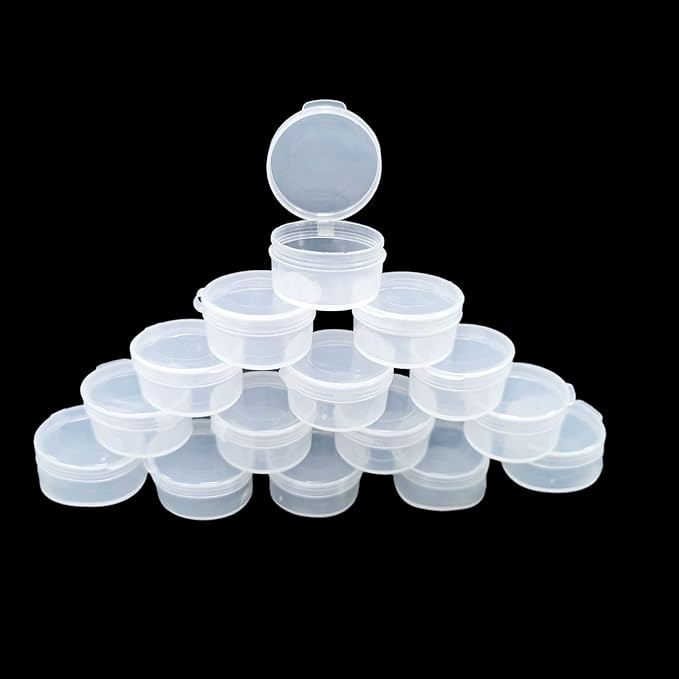 50 pcs plastic cosmetic jar 5g/5ml clear case with snap lids portable,Travel Storage Cosmetic Samples Beauty Products Mini Containers with Lids, Airtight Cosmetic Containers with Lids,Holds lotions, creams, beads, rhinestones.