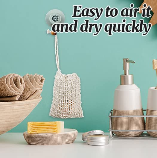 50 Soap Bags Mesh Exfoliating, 100% Natural Sisal Soap Pouch, Soap Savers for Shower Use Like Massaging And Scrubbing(5.3 × 3.7inches)