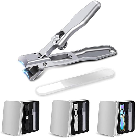 MightyClip Nail Clippers - German Stainless Steel for Men, Includes Nail File and Storage Box (Silver)