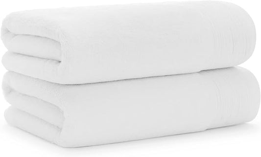 Aston & Arden Anatolia Turkish Bath Towels - Pack of 2-100% Ring Spun Cotton, Soft Plush Absorbent, 600 GSM Low Twist Weave, Premium Towel for Hotel, Spa, Bathroom, 30 x 60 in, Cotton White