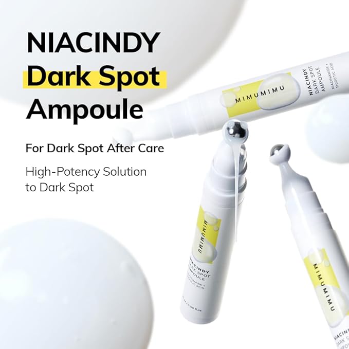 MIMUMIMU Niacinamide 10%+Thioctic Acid 100 ppm NIACINDY Facial Glow Ampoule for Dark Spot After Care - Daily Korean Potency Skincare - Uneven Tone, Hyperpigmentation, Discoloration Roll-on Ampoule