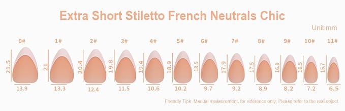 Allkem Soft Gel Nail Tips - Extra Short French Stiletto Nail Extensions Kit - 12 Sizes Short Full Cover Nails - Neutrals - Bold (360 Pieces)