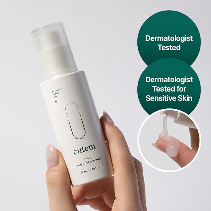 Daily Ampoule Essence (1.69fl oz) - Immediate Calming, Hydrating Serum. Sensitive Korean Skin Care. Peptides, Ceramide, Hyaluronic Acid.