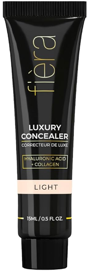 Fièra Luxury Concealer & Foundation with Anti-Aging Ingredients - Full Coverage for Dark Circles, Wrinkles, Fine Lines, and Spots, All-Day Wear For Mature Skin - Light, 0.5 FL. OZ. / 15 ML