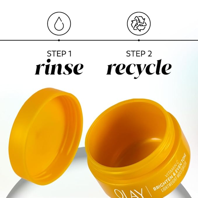 Olay Bright & Even Vitamin C with Lactic Acid Face Moisturizer, 2 oz Lightweight Brightening Face Cream for Uneven Skin Tone, Recyclable Eco Jar Packaging, Value Size