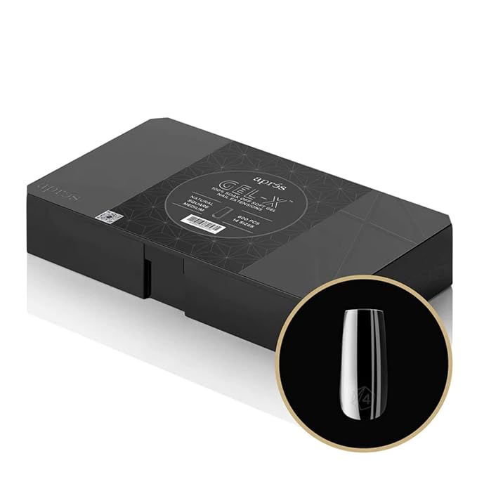 Apres Nail Gel-X Natural Square Medium Box of Tips | 600 Gel-X Tips, Premium Quality, 14 Sizes 00-9 | Half-sizes Included