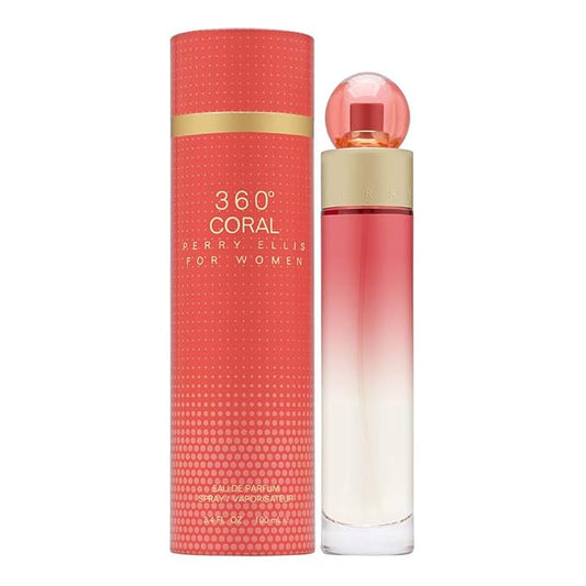 Perry Ellis 360 Coral for Women Eau De Parfum, 3.4 Ounce, Multicolor
