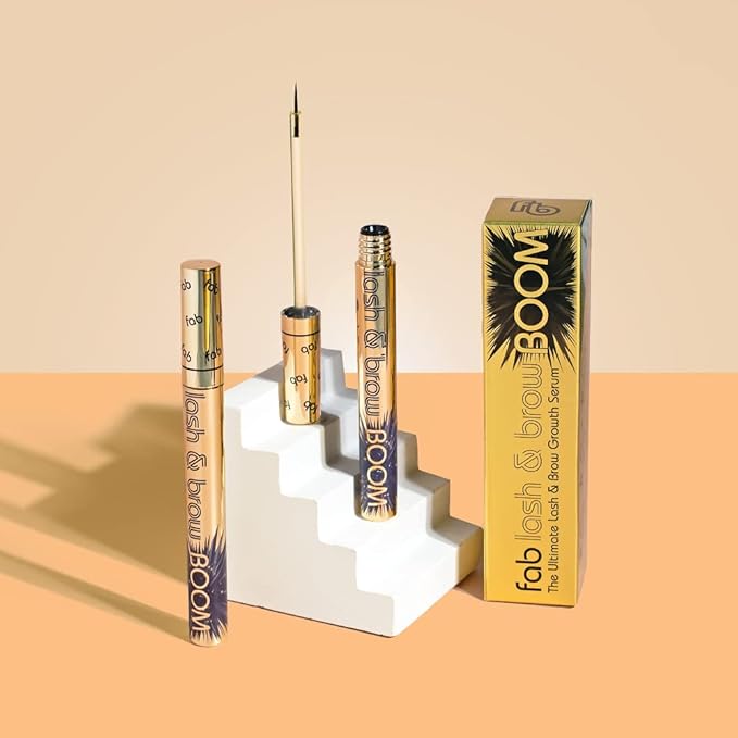 Fab Lash and Brow Boom - The Ultimate Lash and Brow Growth Serum - Lash Serum for Thicker, Longer & Fuller Lashes and Brows - Infused with Castor Oil, Biotin & Eyelash Primer for Healthy Hair Growth