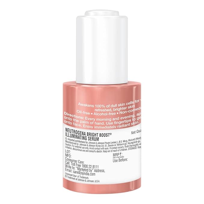 Neutrogena Bright Boost Illuminating Face Serum with Neoglucosamine & Turmeric Extract for Even Skin Tone, Resurfacing Serum for Face to Reduce Dark Spots & Hyperpigmentation, 1 Fl Oz