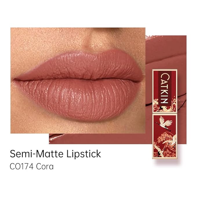 Catkin Semi-Matte Lipstick Hydrating High Impact Color Infused with Vitamin E and Avocado Oil Smooth Soft Texture Long Lasting Matte Finish 174