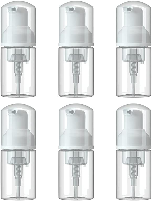 6 Pcs Empty Foam Pump Bottle 1oz/30ml Travel Size Plastic Pump Bottle Soap Bottle Portable Small Hand Sanitizer Dispenser Bottles, Refillable Clear Instant Foaming Bottles for Hand Lotion Shampoo