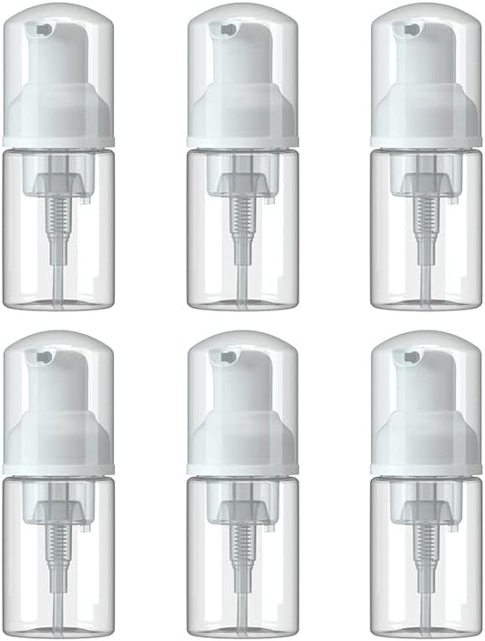 6 Pcs Empty Foam Pump Bottle 1oz/30ml Travel Size Plastic Pump Bottle Soap Bottle Portable Small Hand Sanitizer Dispenser Bottles, Refillable Clear Instant Foaming Bottles for Hand Lotion Shampoo