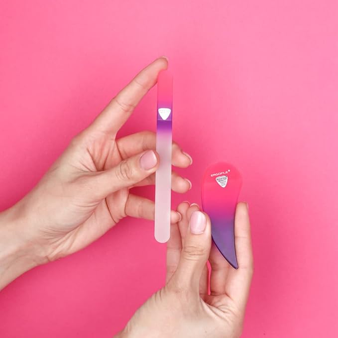 BONA FIDE BEAUTY Czech Glass Nail File Set, Ergo Nail File Value Bundle - His and Hers Gifts