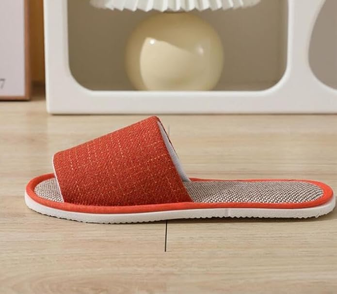 5-6 Pairs Spa Slippers, Non Slip Disposable Slippers for Guest, Washable Foldable Indoor Slippers, Open Toe Linen Spa Slippers for Women Men