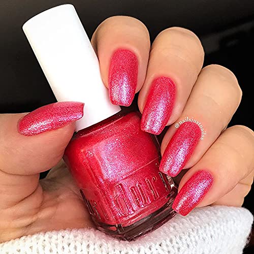 duri Nail Polish, 756 Big Ego, Hot Pink Glitter Shimmer Look, Full Coverage, Shiny Finish, Quick Drying, Lasting, 0.45 Fl Oz