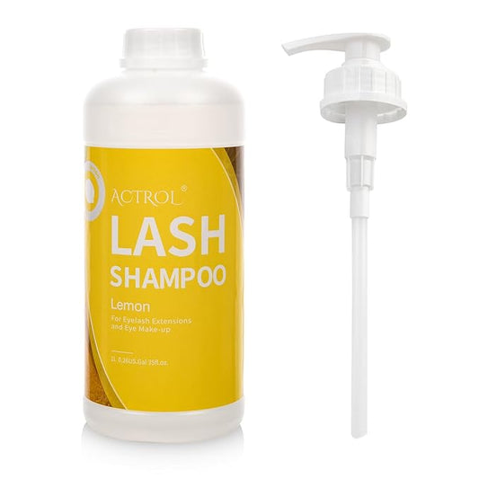 Eyelash Extension Cleanser Lemon 1L Natural Lash Extension Shampoo Professional Eyelid Foaming Cleanser Paraben & Sulfate Free Non-lrritating with Salon and Home Care