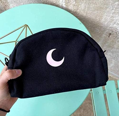 Brando Moon Smell Proof Makeup Bag with Moon - Carbon Neutralizing Fabric - Air Tight Zippers (Black)