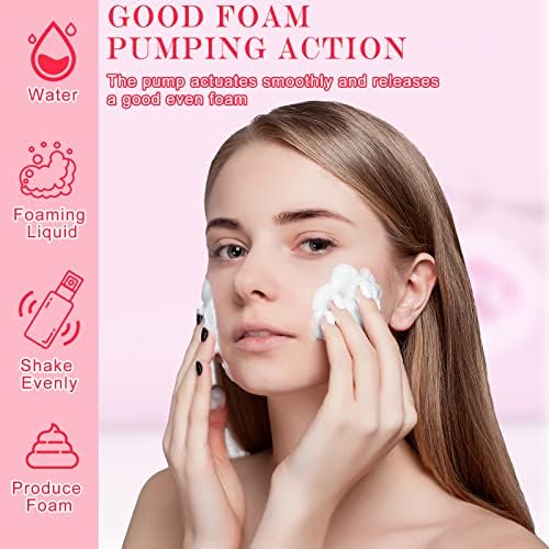 70 Pcs 2 oz Plastic Foam Soap Dispensers Refillable Lash Shampoo Bottles with Pump Mini Eyelash Cleaning Foam Bottle Dispenser for Refillable Travel Cosmetics (Pink)