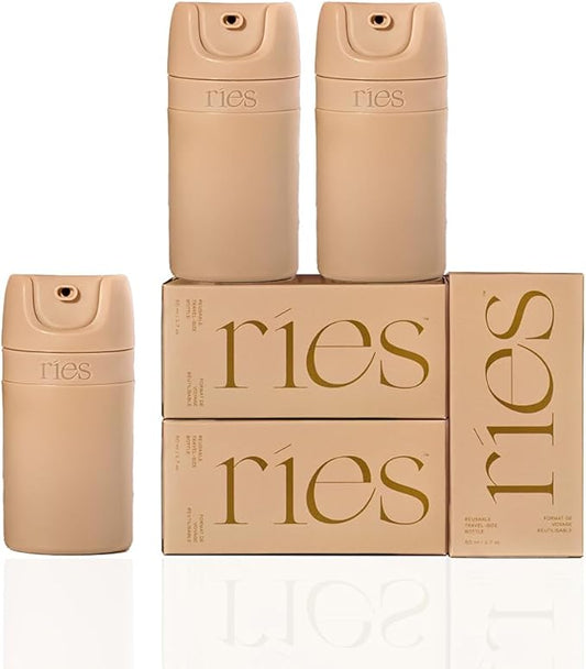 Starter Set Toiletry Travel Bottles – Set of 3 (1.7oz) Airless Pump Containers for Shampoo, Conditioner, Body, Face – Leak-Proof, TSA-Approved, Dishwasher Safe- (Outlier Sand)