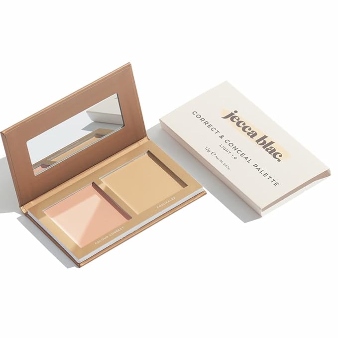Jecca Blac Correct and Conceal Medium Coverage Palette, Lightweight Long Lasting Formula, Medium To Full Coverage, Gender Neutral and LGBTIQA+ Inclusive Make Up, Light 1.0, 0.42 oz