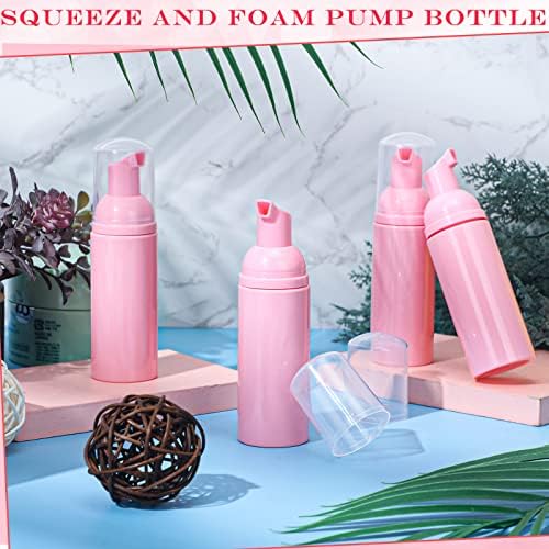 70 Pcs 2 oz Plastic Foam Soap Dispensers Refillable Lash Shampoo Bottles with Pump Mini Eyelash Cleaning Foam Bottle Dispenser for Refillable Travel Cosmetics (Pink)