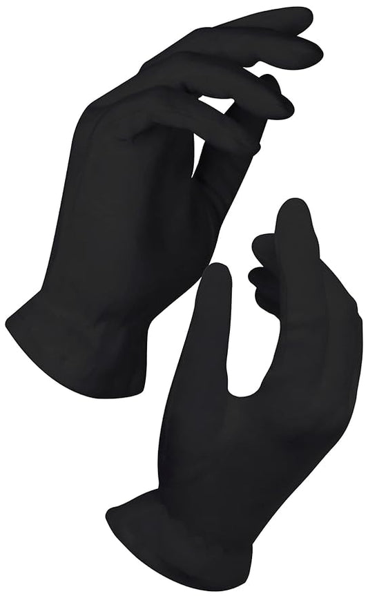 Black Large Cotton Gloves (10 Pair) - Eczema, Dry Hands Relief, Spa & Sleeping Gloves