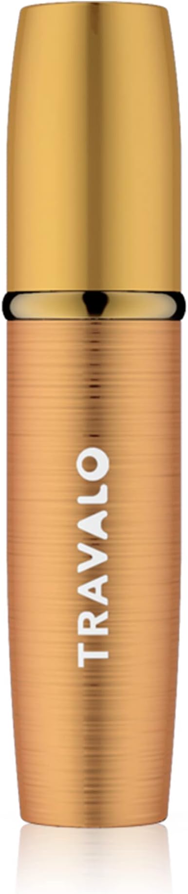Travalo LUX Perfume Atomizer | Travel Refill U-Change System TSA Approved | Reusable Airtight Easy Fill Mini Pump Sprayer | Lightweight Portable | Brushed Polished Metal Alloy Outer Shell Gold 0.17oz