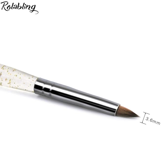 Black 100% Kolinsky Sable Acrylic Nail Art Brushes UV Gel Nail Painting Pen Brushes (Size 4)