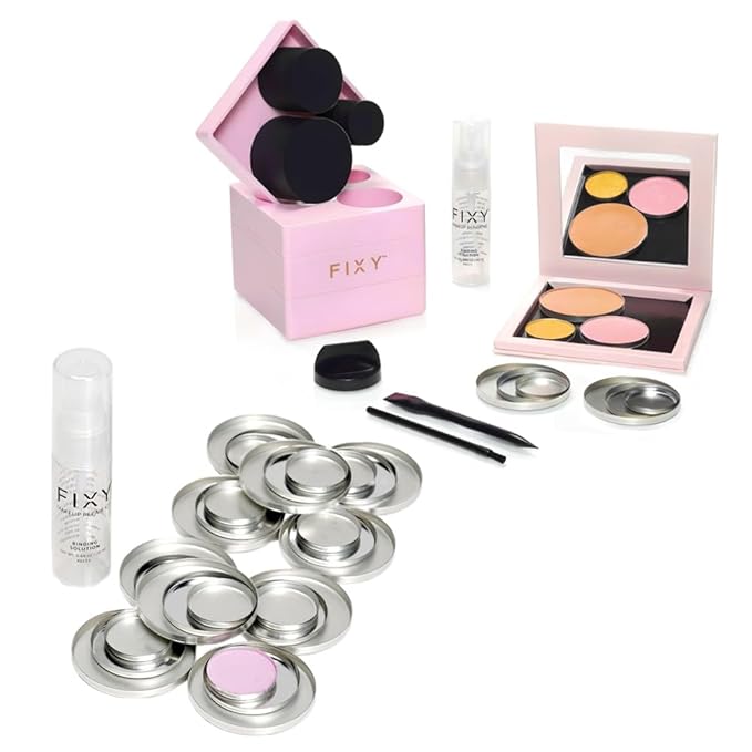 FIXY Repair Kit Repressing tool for Eyeshadow, Blush, & Highligher + Ultimate Refill with 30 pans and FIXY Binder