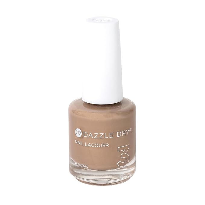Dazzle Dry Nail Lacquer (Step 3) - Shimmering Sands - A dark beige with a subtle champagne shimmer. Full coverage shimmer. (0.5 fl oz)