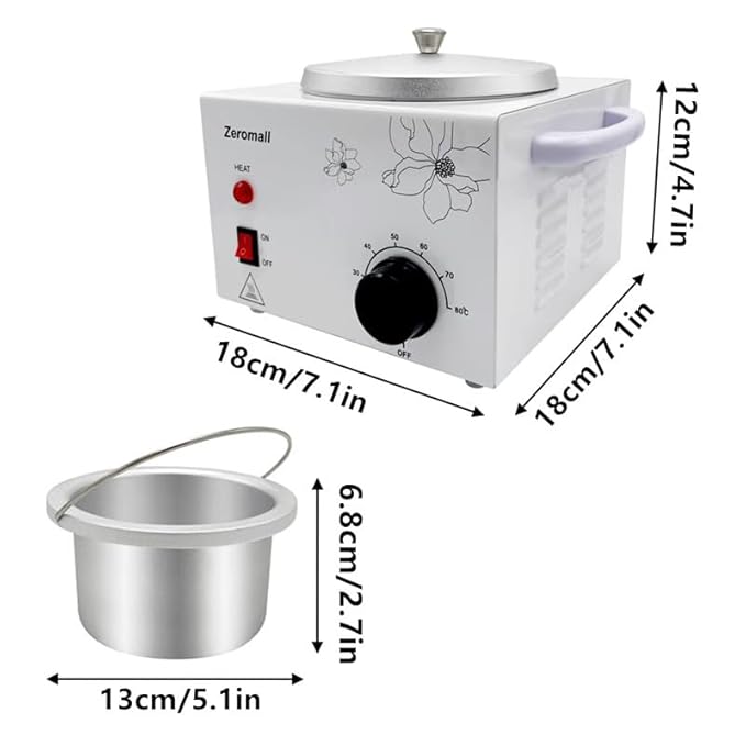 Single Pot Wax Warmer, Professional Electric Wax Heater Machine Facial Skin SPA Equipment with Adjustable Temperature Set, 100 Wax Sticks & 20 Collars & 1 Scraper