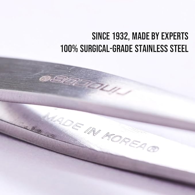 [Premium Hand-Made] Tweezers for women facial hair - Round tip Tweezers, Eyebrow Tweezers, 304 Surgical-grade Stainless Steel for Safety, Precision tweezers, Facial Hair Tweezers for Men & Women
