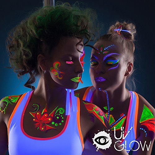 Blacklight Face and Body Paint 1.7oz - Set of 8 Tubes - Neon Fluorescent