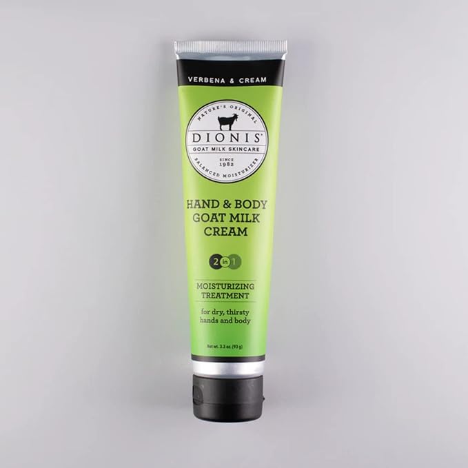 Dionis Goat Milk Skincare Verbena & Cream Scented Lotion (8.5 oz) and Hand & Body Cream (3.3 oz) Bundle