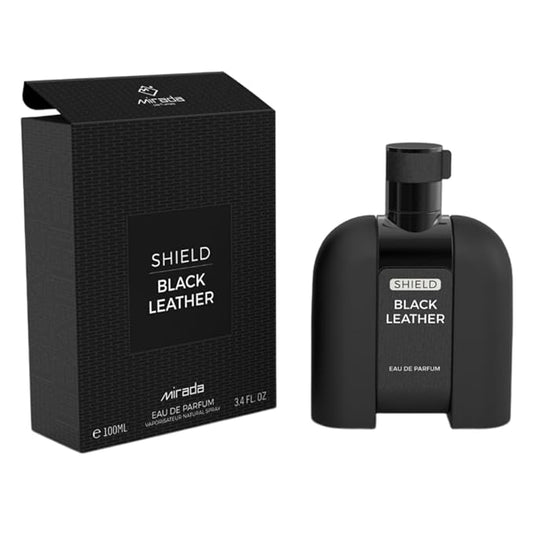 Shield Black Leather, Men's Eau de Parfum (EDP) 3.4 FL. Oz (100ml), Men’s Perfume with Notes of Cardamom, Leather, Jasmine, Patchouli, Amber and Moss