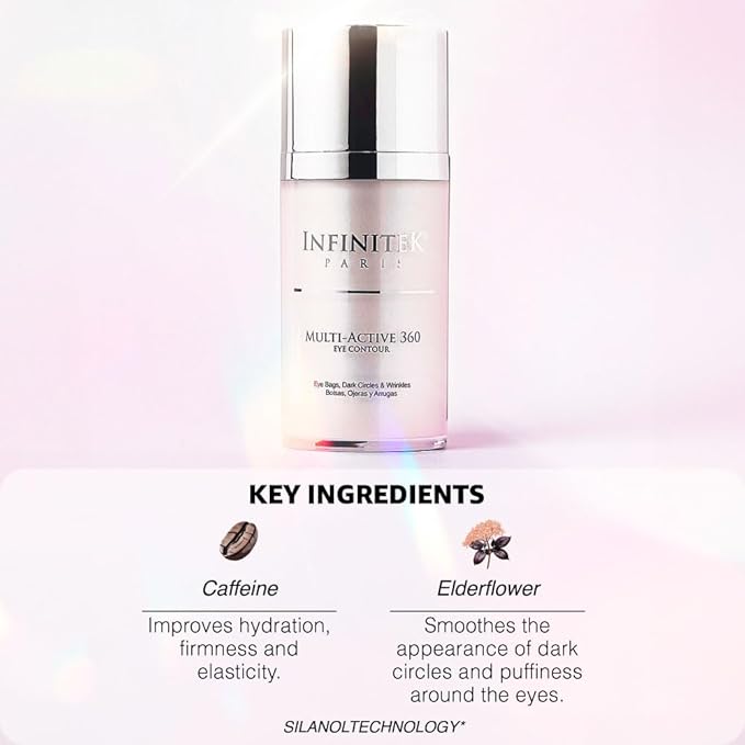 Infinitek Paris Multi-Active Collagen Eye Cream & Retinol Serum Eye Contour - Anti Aging Eye Cream for Wrinkles, Under Eye Treatment for Dark Circles and Under Eye Wrinckle Repair. 0.50 Fl Oz